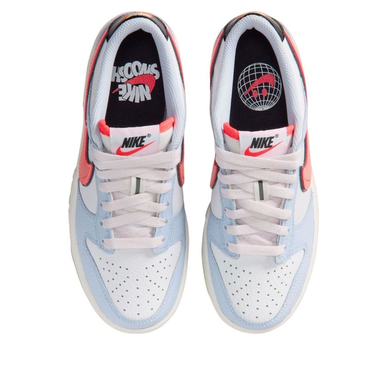 Lookbook (JR) 나이키 덩크 로우 ''스마일리 스우시 화이트 - 하이드로젠 블루 크림슨'' IR0614-100