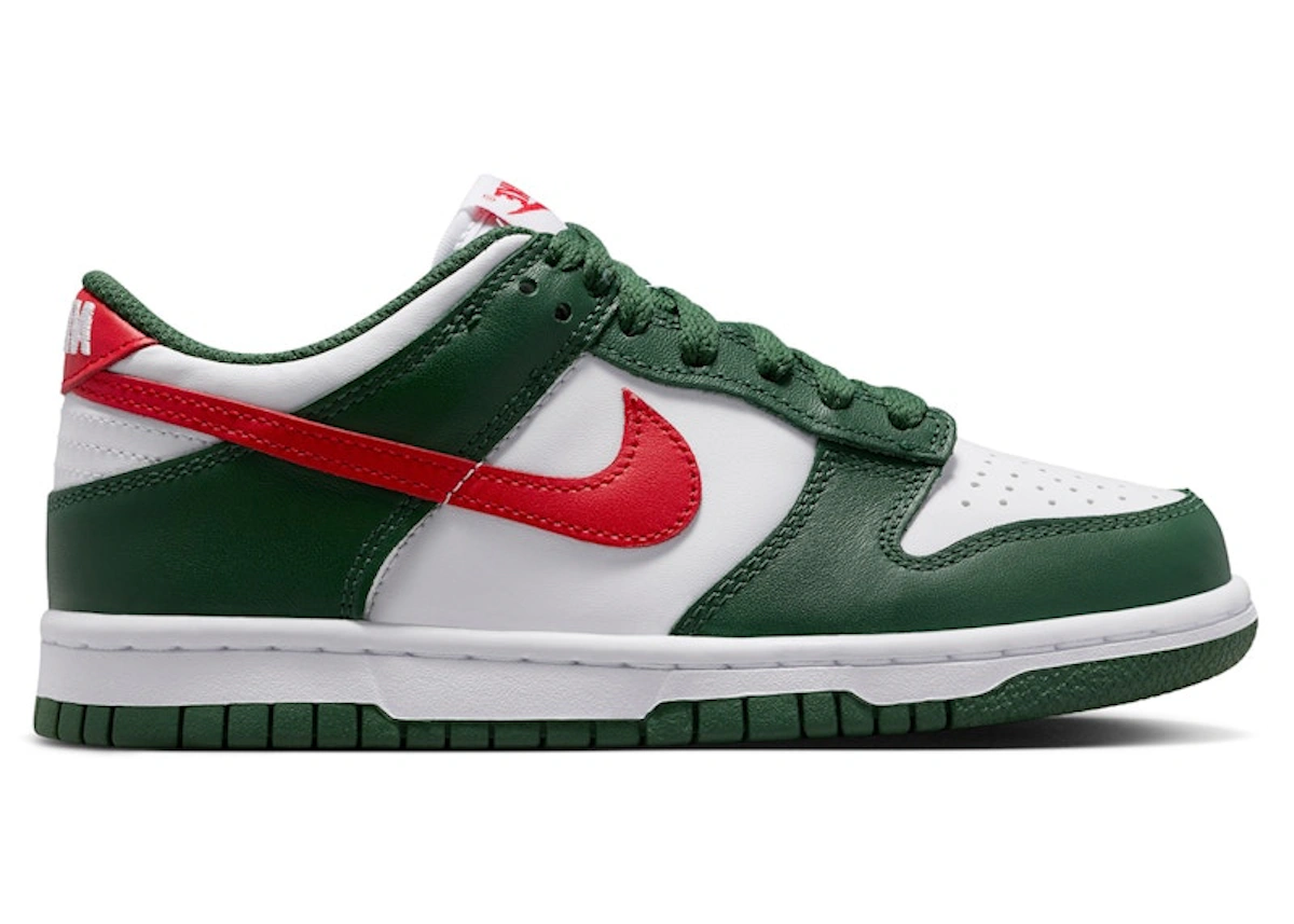 (Youth) Nike Dunk Low Fir White University Red