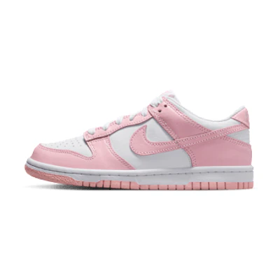 (Youth) Nike Dunk Low White/White/White/Medium Soft Pink