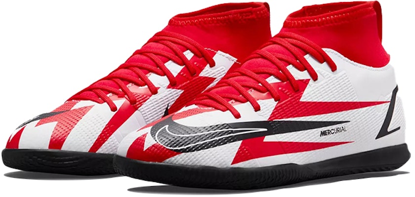 (JR) 耐克 Jr Mercurial Superfly 8 Club CR7 室内足球鞋 '红白黑' DB0930-600 Lookbook (JR) 耐克 Jr Mercurial Superfly 8 Club CR7 室内足球鞋 '红白黑' DB0930-600