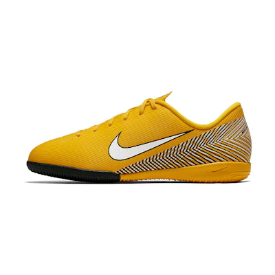 (Youth) Nike JR Vaporx 12 Academy NJR IC Neymar Indoor Court Soccer Cleats/Football Boots Yellow White