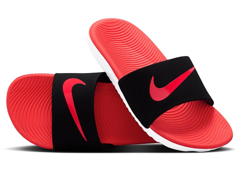 (Youth) Nike Kawa Slide Black White Bright Crimson FJ8812-003