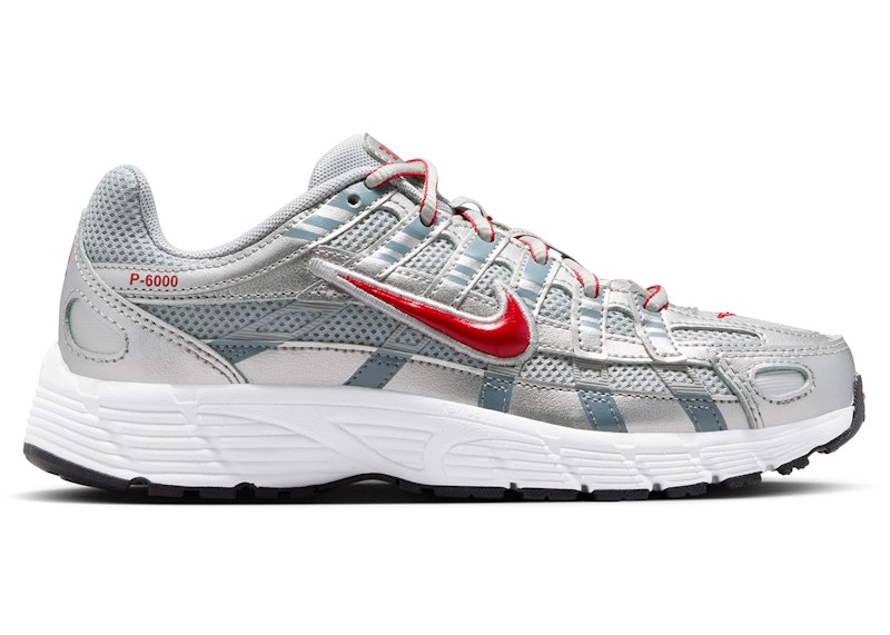 (Youth) Nike P-6000 Metallic Silver Gym Red