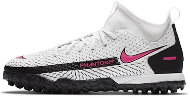 (Youth) Nike Phantom GT Academy DF TF White Black Pink Blast CW6695-160 (Youth) Nike Phantom GT Academy DF TF White Black Pink Blast CW6695-160