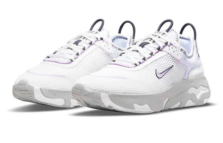 Lookbook Nike React Live 透氣減震防滑 低幫 跑步鞋 GS 白灰紫