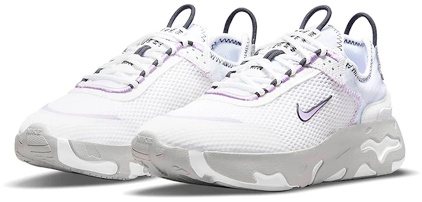 Nike React Live 透氣減震防滑 低幫 跑步鞋 GS 白灰紫 Lookbook Nike React Live 透氣減震防滑 低幫 跑步鞋 GS 白灰紫