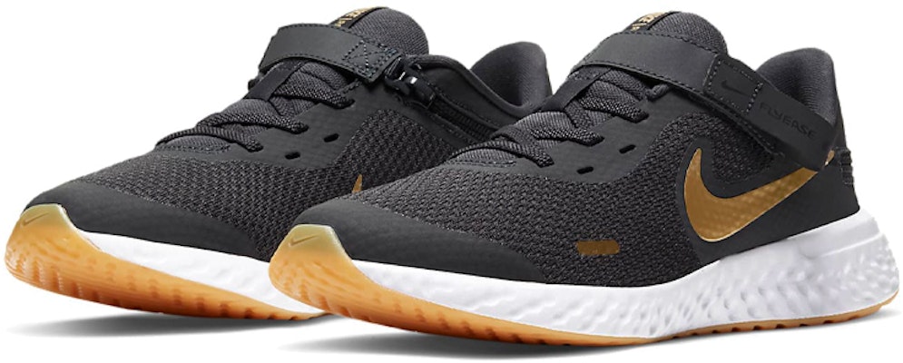 (JR) Nike Revolution 5 FlyEase 'Hitam Emas Putih' CQ4649-006 Lookbook (JR) Nike Revolution 5 FlyEase 'Hitam Emas Putih' CQ4649-006