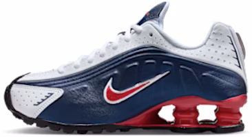 (Youth) Nike Shox R4 Running Shoes Midnight Navy/White/Metallic Silver/Gym Red CW2626-400 (Youth) Nike Shox R4 Running Shoes Midnight Navy/White/Metallic Silver/Gym Red CW2626-400