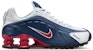 (Youth) Nike Shox R4 Running Shoes Midnight Navy/White/Metallic Silver/Gym Red CW2626-400