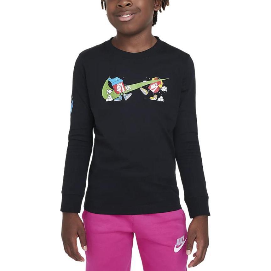 (Youth) Nike Sportswear Youth Long Sleeve Crewneck T-Shirt Black Casual Comfort HF6006-010