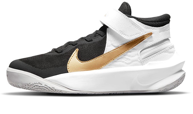 (Youth) Nike Team Hustle D10 FlyEase 'Black White Metallic Gold' DD7303-002 Buy (Youth) Nike Team Hustle D10 FlyEase 'Black White Metallic Gold' DD7303-002
