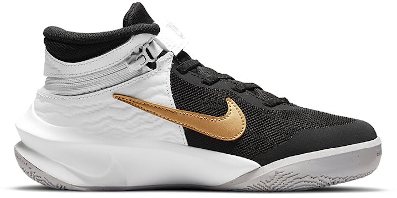 (Youth) Nike Team Hustle D10 FlyEase 'Black White Metallic Gold' DD7303-002 Order (Youth) Nike Team Hustle D10 FlyEase 'Black White Metallic Gold' DD7303-002