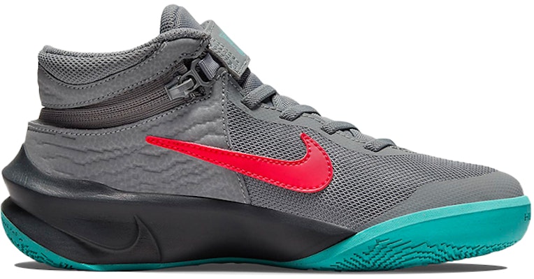 (Youth) Nike Team Hustle D10 FlyEase 'Smoke Grey Washed Teal Siren Red' DD7303-008 Order (Youth) Nike Team Hustle D10 FlyEase 'Smoke Grey Washed Teal Siren Red' DD7303-008