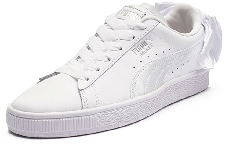 Lookbook PUMA Basket 蝴蝶結 時尚 低筒 板鞋 女款 白色