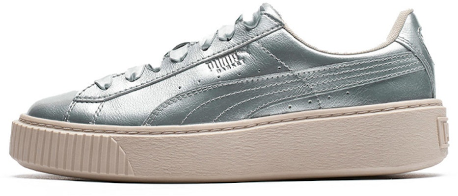 (Youth) Puma Basket Platform Metal Sneakers Silver 366031-01 Buy (Youth) Puma Basket Platform Metal Sneakers Silver 366031-01