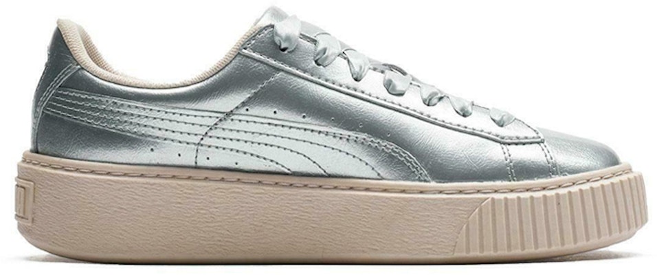 (Youth) Puma Basket Platform Metal Sneakers Silver 366031-01 Order (Youth) Puma Basket Platform Metal Sneakers Silver 366031-01