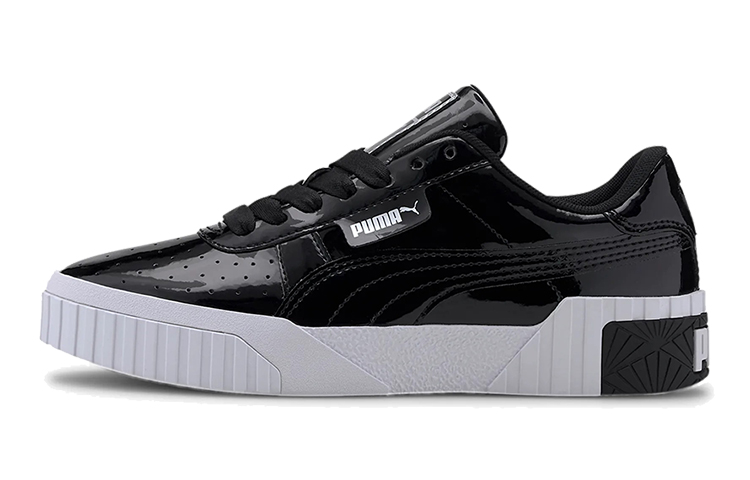 (Youth) Puma Cali Patent Casual Board Shoes Black/White 372528-02