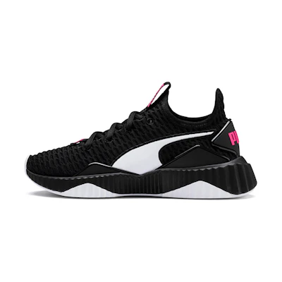 (Youth) Puma Defy Low Top Running Shoes Black/White