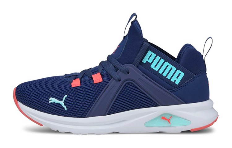(Youth) Puma Enzo 2 Weave Sports Running Shoes Blue/Orange/White 193165-14