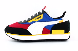 (Youth) Puma Future Rider Play On Low Top Running Shoes Black/White/Yellow 372349-05 (Youth) Puma Future Rider Play On Low Top Running Shoes Black/White/Yellow 372349-05