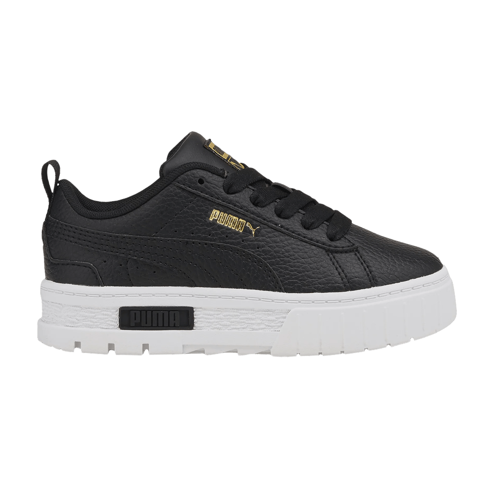 (Youth) Puma Mayze Leather 'Black Team Gold' 384528-02