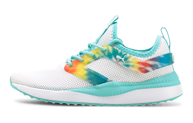 (Youth) Puma Pacer Next Excel Tie Dye Low Top Running Shoes White/Blue 375345-01