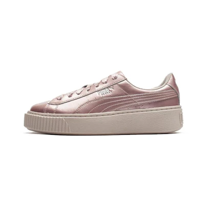 (Youth) Puma Basket Platform Metal Pink