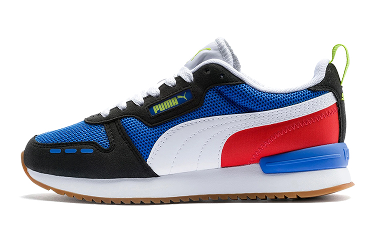 (Youth) Puma R78 Low Top Running Shoes Black/White/Blue 373616-03