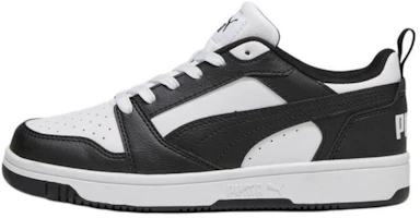 (Youth) Puma Rebound v6 Retro Low-Top Casual Sneakers White Black. 393833-01 (Youth) Puma Rebound v6 Retro Low-Top Casual Sneakers White Black. 393833-01