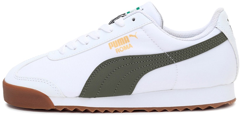 (Youth) Puma Roma Basic Low Top Running Shoes White/Green 359841-25 Buy (Youth) Puma Roma Basic Low Top Running Shoes White/Green 359841-25