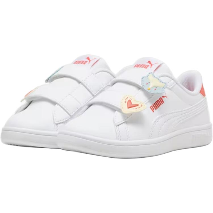 Lookbook (JR) 푸마 스매쉬 3.0 배지 V 리틀 키드 '화이트 연어' 397286-05