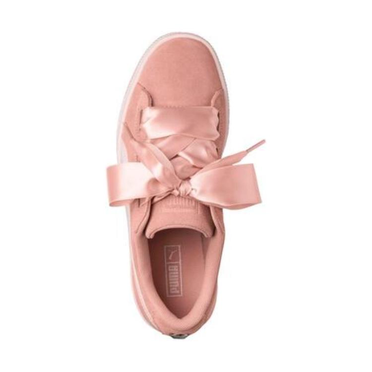 Lookbook 大童 PUMA Suede Heart Jewel 低幫 兒童板鞋 桃粉緞帶