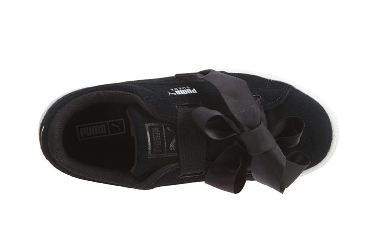 Lookbook 中童 PUMA Suede Heart 小童款 緞帶 低幫 兒童板鞋 黑白