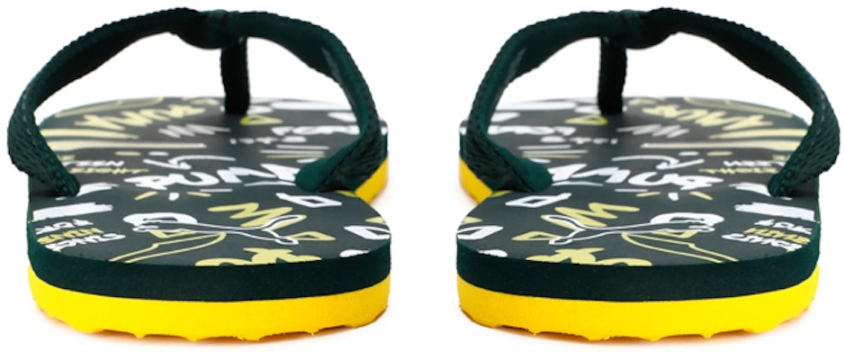 大童 Puma Toss Jr X2 IDP 戶外休閒人字拖鞋 墨綠黃色 Shop 大童 Puma Toss Jr X2 IDP 戶外休閒人字拖鞋 墨綠黃色