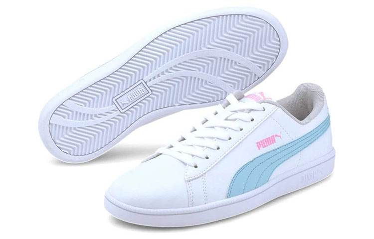 Shop 大童 PUMA Up Jr 休閒 防滑耐磨 低幫 兒童板鞋 白藍