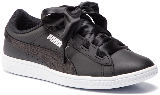 大童 PUMA Vikky Ribbon L Satin Jr 蝴蝶結休閒 低幫 兒童板鞋 黑 Lookbook 大童 PUMA Vikky Ribbon L Satin Jr 蝴蝶結休閒 低幫 兒童板鞋 黑