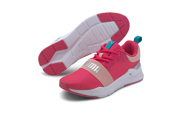 Purchase (JR) Puma Wired Run Agile Imeva Baskets Basses Course Rose/Blanc/Argent 374433-03
