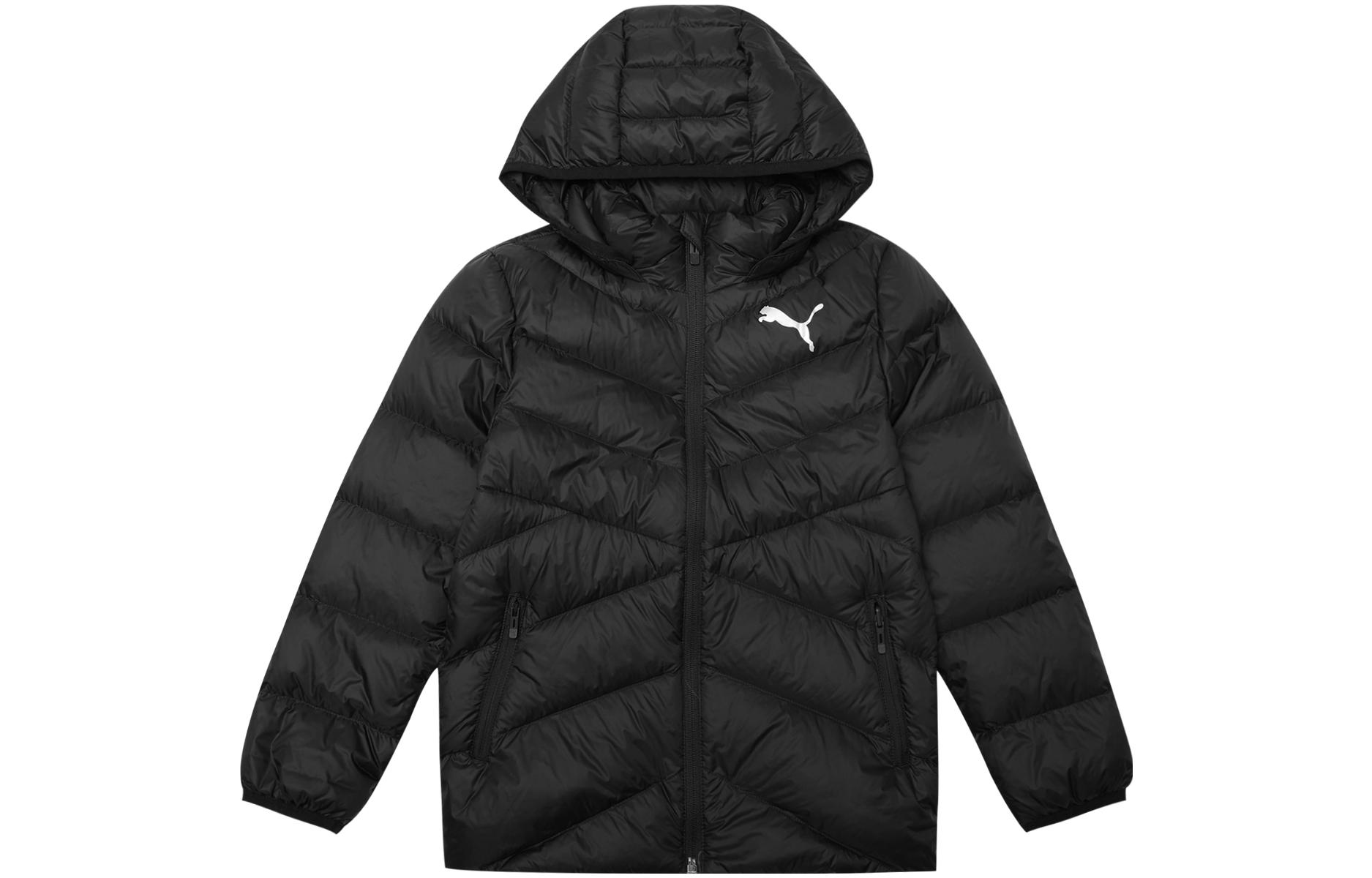 (Youth) PUMA Youth Black Logo Hooded Down Vest - Stylish & Casual 589565-01