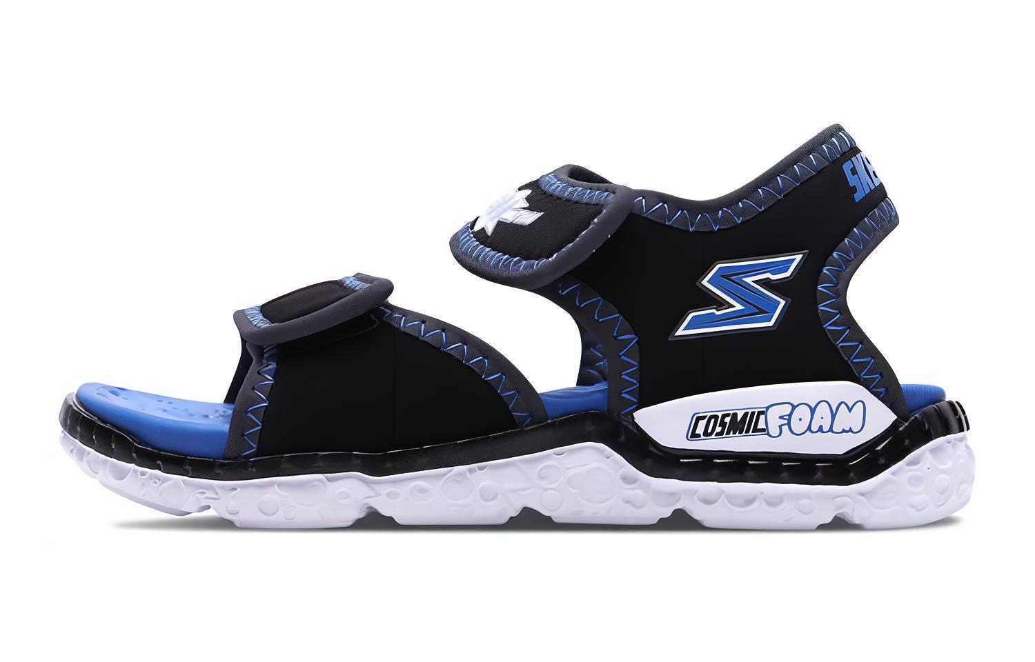 (Youth) Skechers Astrozoid 'Black Blue Velcro' 97520L-BKRY