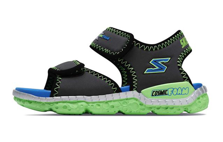 (Youth) Skechers Astrozoid 'Grey Green Velcro' 97520L-CCLM
