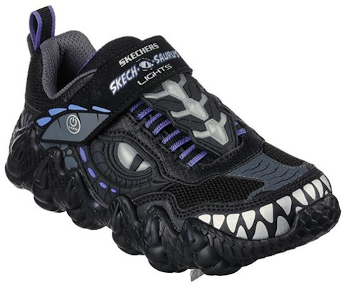 大童 Skechers Aurus Lights - 追踪恐龍休閒運動鞋 黑紫 Lookbook 大童 Skechers Aurus Lights - 追踪恐龍休閒運動鞋 黑紫