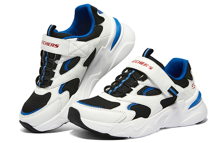 Shop (JR) Skechers 男童休闲鞋 '白色/黑色/海军蓝' 405269L-WBKB