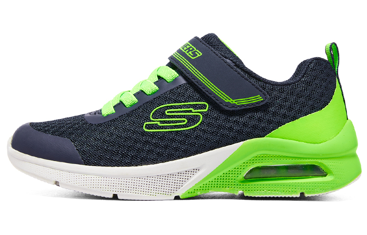 (Youth) Skechers Boys Low 'Blue Green Magic Strap' 403773L-NVLM