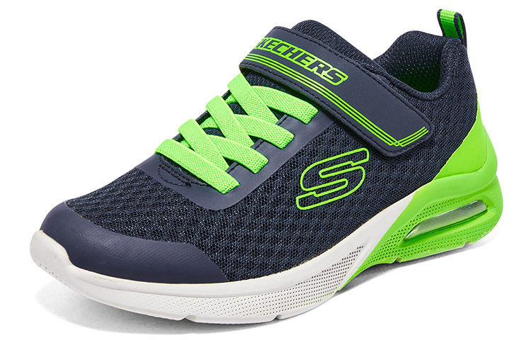 Lookbook (Youth) Skechers Boys Low 'Blue Green Magic Strap' 403773L-NVLM