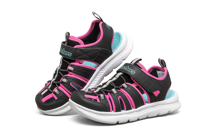 Lookbook (JR) Skechers C-Flex 凉鞋 2.0 '黑粉' 302100L-BKPK