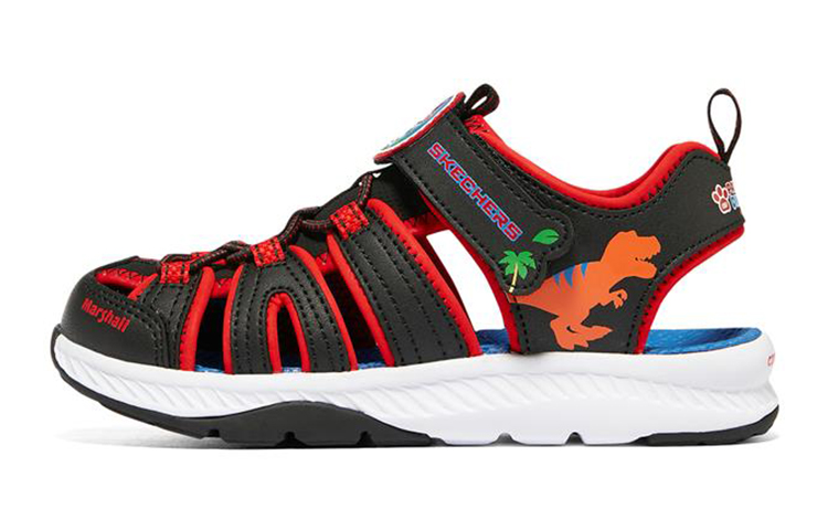 (Youth) Skechers C-Grip Sandal 'Magic Tape Black Red' 407102L-BKRD