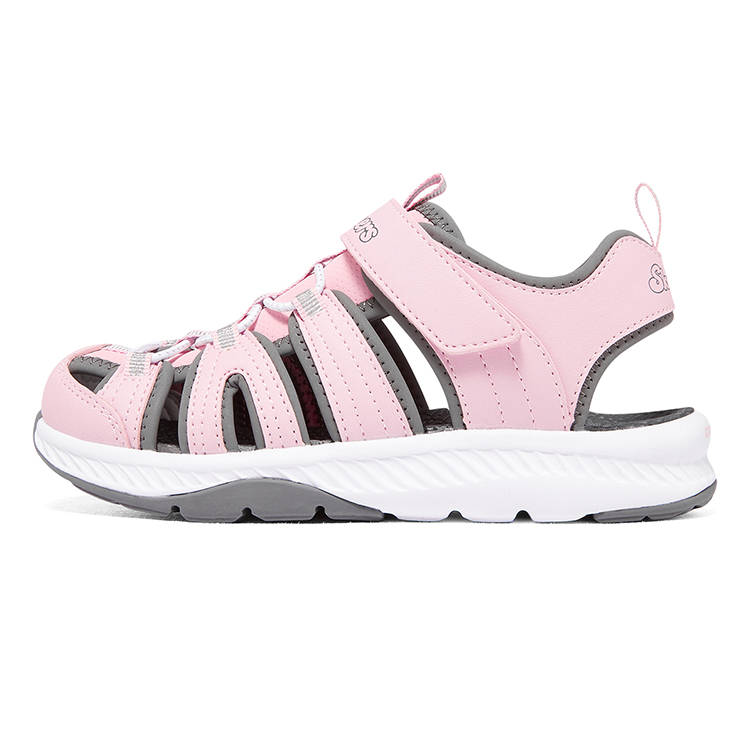 (Youth) Skechers C-Grip Sandal 'Pink Grey Velcro' 303025L-PKGY