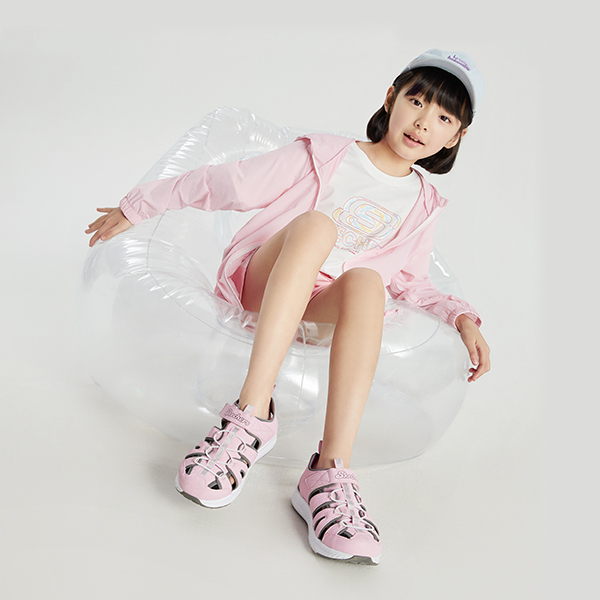 Sizing (Youth) Skechers C-Grip Sandal 'Pink Grey Velcro' 303025L-PKGY