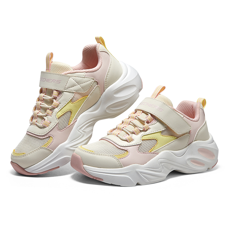 Lookbook (JR) Skechers Kasut Chunky 'Beige Pink Yellow' 319009L-WLPK
