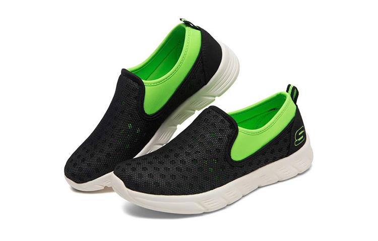 Lookbook (Youth) Skechers Comfy Flex Slip-On 'Black Green' 660025L-BKLM